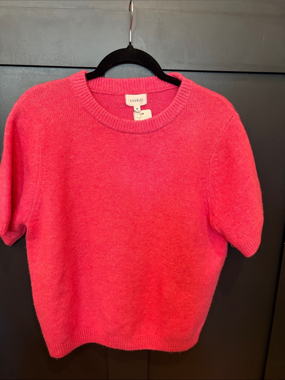 723. Lovelo Hot Pink Short-Sleeve Crewneck Sweater